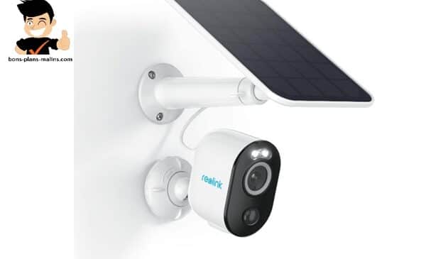 caméra de surveillance extérieure sans fil sur batterie reolink argus 3 pro + panneau