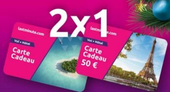 1 carte cadeau LastMinute de minimum 50€ achetée = 1 carte cadeau de 50€ offerte