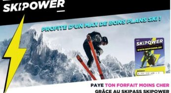 Promotion sur le skipass Ski Power (valable dans plus de 50 stations de ski) 6€ pour obtenir des remises sur les forfaits, location de matériel, l’hébergement ou cours de ski.