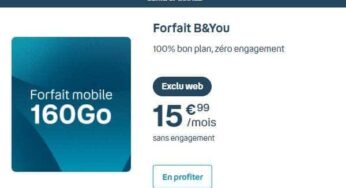 C’est au tour de Bouygues Telecom de proposer son forfait B&You 160Go à 15,99€/mois