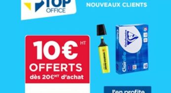 Code promo Top Office : 10€ de remise dès 20€ d’achat (nouveau client) ou -20€ dès 40€