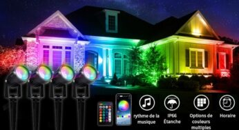 26,09€ lot de 4 spots LED extérieur Nuoante 16 millions de couleurs reglables via APP ou télécommande