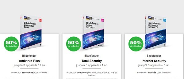 remise spéciale rentrée de 50% sur les produits bitdefender