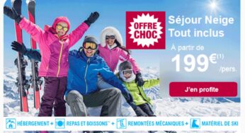 Bon plan séjour ski tout compris (logement, repas, matériels, forfait) dès 199€ avec Leclerc Voyages !