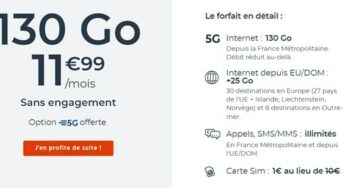 Forfait mobile 5G 130Go Cdiscount Mobile à 11,99€/mois