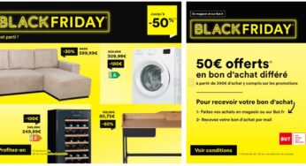 Black Friday BUT : 50€ offerts en bon d’achat dés 300€ d’achat et promotions jusqu’à -50%