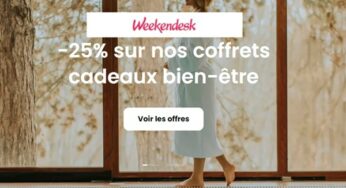 Offre Noël  Weekendesk 🎅 : -25% sur les coffrets cadeaux séjours et bien-être