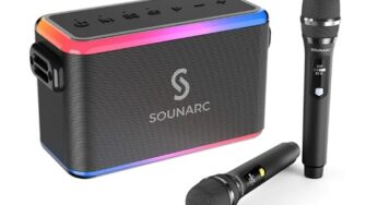 49€ enceinte Karaoké SOUNARC A1 80W  avec 2 micros et éclairage