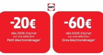 Offre flash électroménager sur Darty : 20€ de remise sur le petit électroménager, 60€ de remise sur le gros électroménager