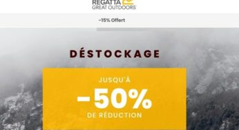 15% de remise supplémentaire sur le rayon liquidation Regatta (vêtements et chaussures outdoor)