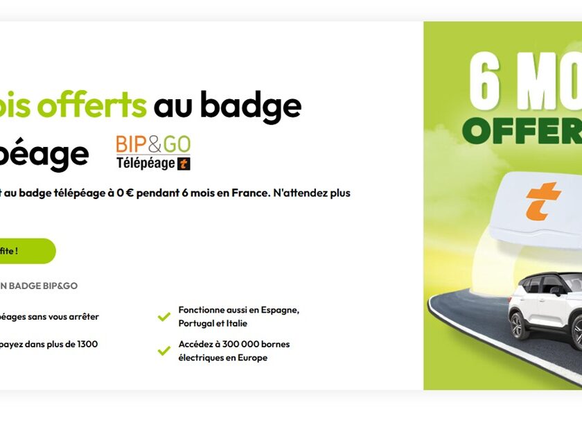 6 mois d’abonnement au badge télépéage Bip&Go offerts