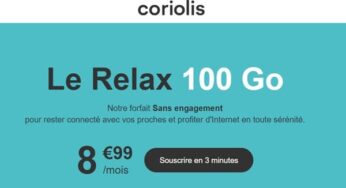 Forfait mobile Relax 100 Go Coriolis pour seulement 8,99€/mois (réseau SFR)