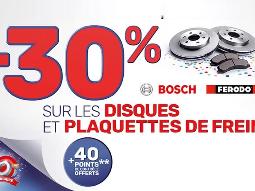 promotion freinage 30 % de remise sur les disques et plaquettes sur ad auto