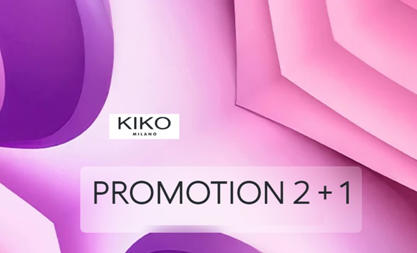 2 produits achetés = 1 produit offert sur le site kiko milano