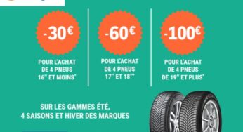 Jusqu’à 100€ de remise immédiat sur les pneus Hankook et Goodyear