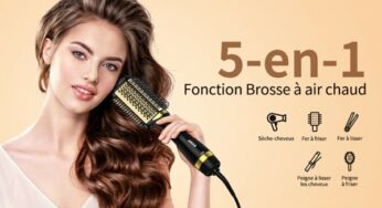 Promotion brosse chauffante aux Ions négatifs 5 en 1 ARAS : 21,99€ (sèche cheveux, fer à boucler…)