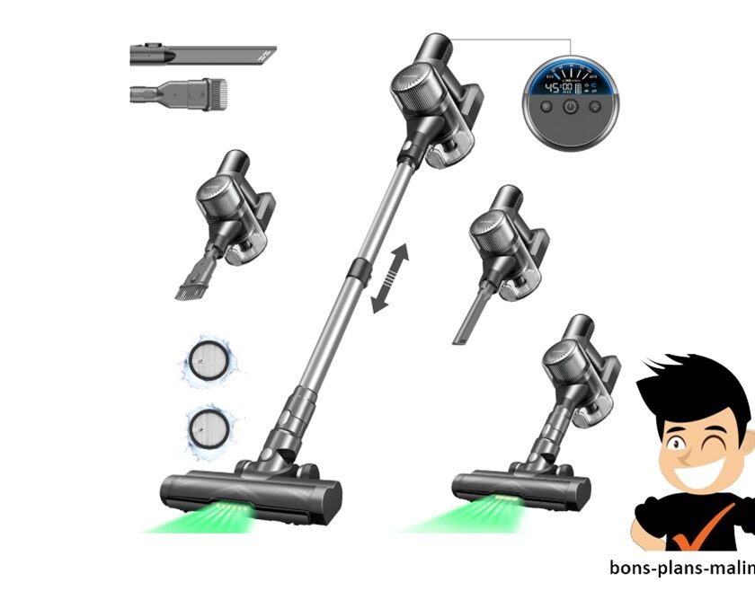 aspirateur balai sans fil Ultenic U12 Vesla avec laser vert et tube télescopique