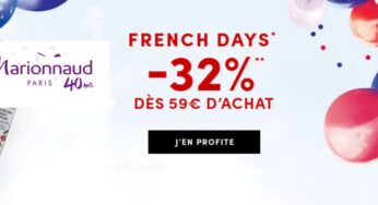 French Days Marionnaud c’est -32% dès 59€ d’achat jusqu’à demain