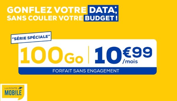 Vente flash forfait sans engagement 100Go La Poste Mobile à 10,99€/mois
