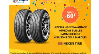 Jusqu’à 60€ de remises immédiates pour l’achat de pneus Nexen Tires sur E. Leclerc Auto