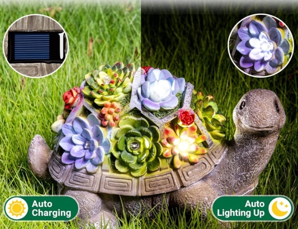 lampe solaire de jardin en forme de tortue gigalumi