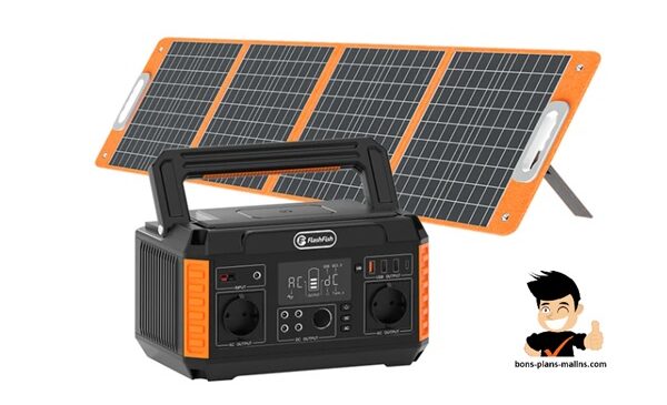 pack générateur solaire complet à prix réduit flashfish p60 + panneau solaire 100w