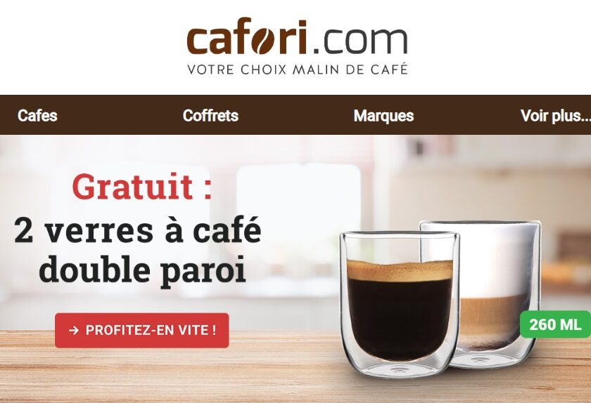 30€ de commande de café sur Cafori (Cafebonmarche) = 2 verres à double paroi de 260 ml offerts ☕️