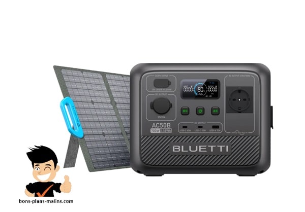 Lot station d'énergie portable BLUETTI AC50B 700W + panneau solaire 150W 