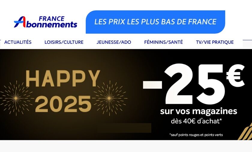 OFFRE BONNE ANNÉE 2025🍾 abonnements magazines