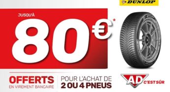 Changez vos pneus avec Dunlop chez AD Auto et économisez jusqu’à 80€ en quelques clics !