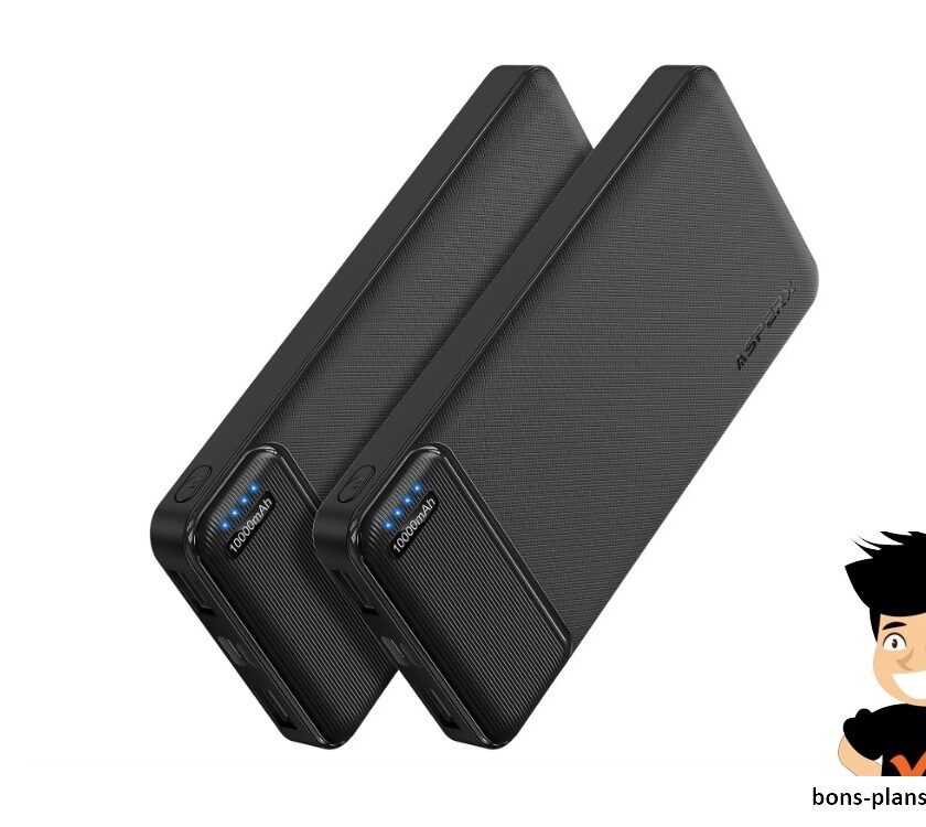 lot de 2 batteries externes 10000mAh AsperX pour seulement 18,59€ (-40%