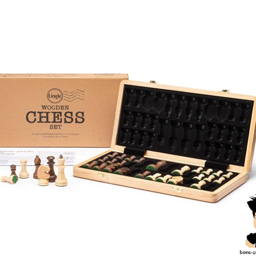 Promotion jeu d'échecs 38 cm pliable en bois Lingle à moitié prix