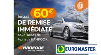 Promotion pneus Hankook : réduction immédiate jusqu’à 60€ sur l’achat de pneus chez Euromaster