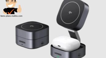 Vente Flash : 37,99€ station de charge sans fil 2 en 1 iPhone & AirPods UGREEN Qi2