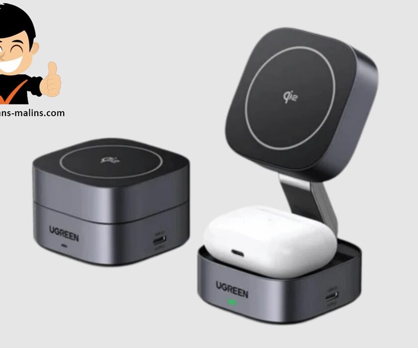 Vente Flash station de charge sans fil 2 en 1 iPhone & AirPods UGREEN Qi2