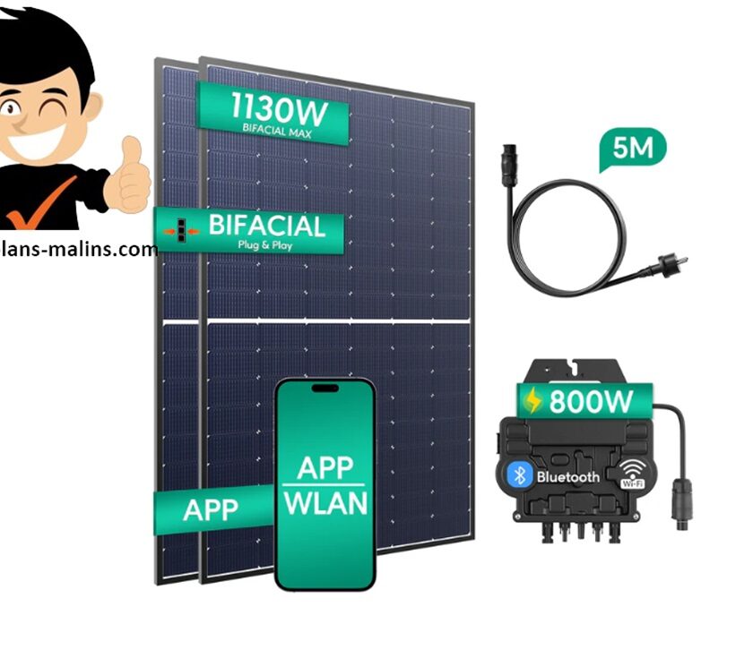 Adoptez l'énergie solaire : kit 2 panneaux bifaciaux 435W + micro-onduleur Zendure