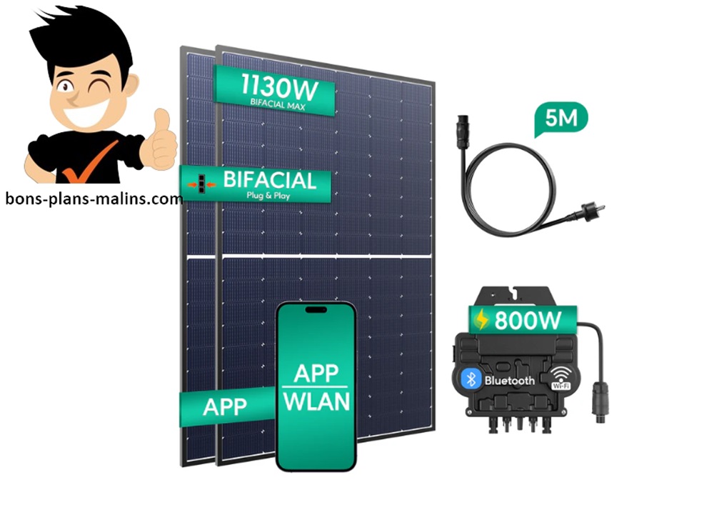 Adopt solar energy: kit of 2 435W bifacial panels + Zendure microinverter