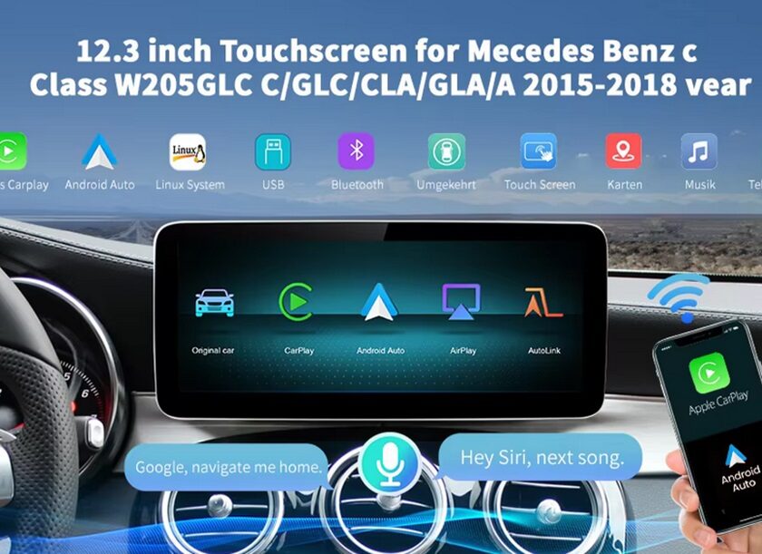 ajoutez carplay ou android auto sur votre mercedes avec l’écran tactile 12,3 pouces