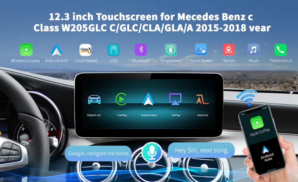 add carplay or android auto to your mercedes with the touch screen