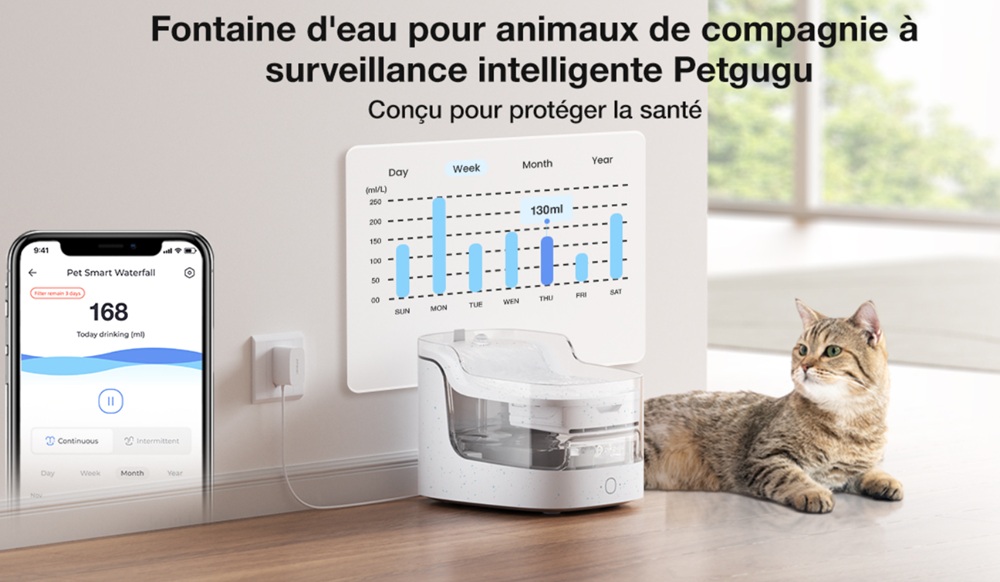 La fontaine à eau connectée Petgugu en promotion