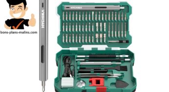 BRICO: coffret tournevis de précision rechargeable HYCHIKA (67 pièces) à 31,96 €