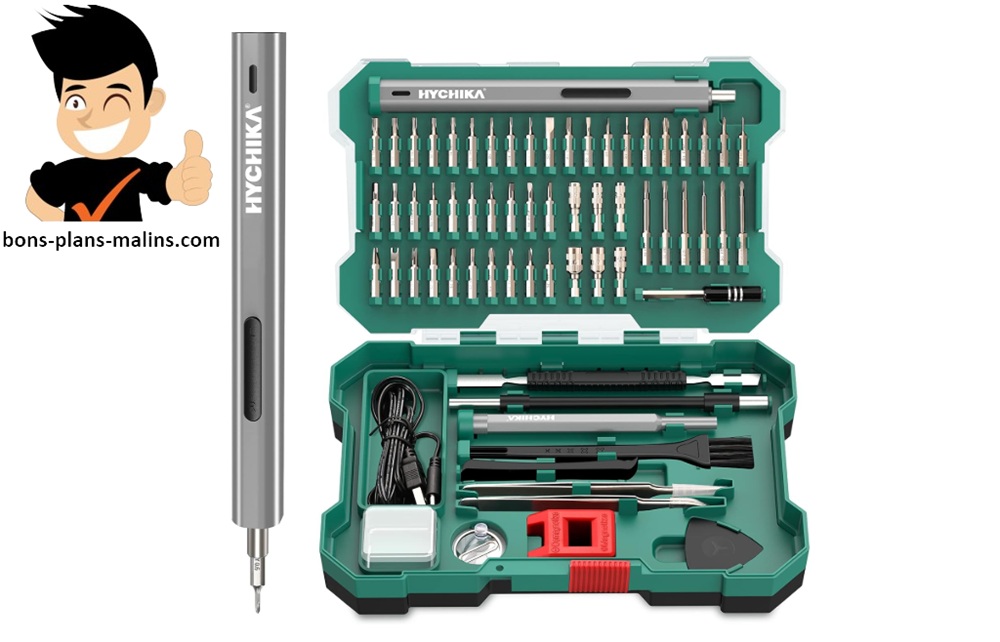 brico coffret tournevis de précision rechargeable hychika (67 pièces)