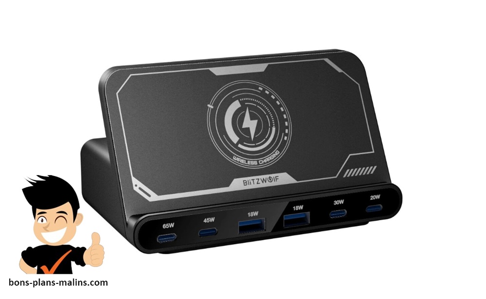 160w de puissance, 6 ports usb et charge sans fil le blitzwolf® bw s27 à petit prix